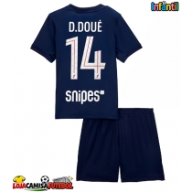 Camisa de Futebol Paris Saint-Germain Desire Doue #14 Equipamento Principal Infantil 2025-26 Manga Curta (+ Calças curtas)